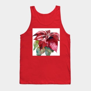 Red Poinsettia Flower original watercolour painting Tank Top
